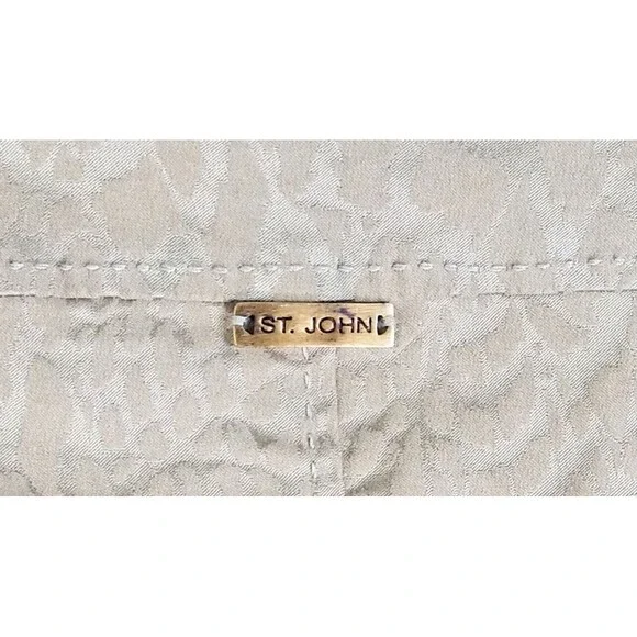 ST JOHN SPORT Single Breasted Blazer Jacket Tan Jacquard Petite Small Two Button - Picture 5 of 6